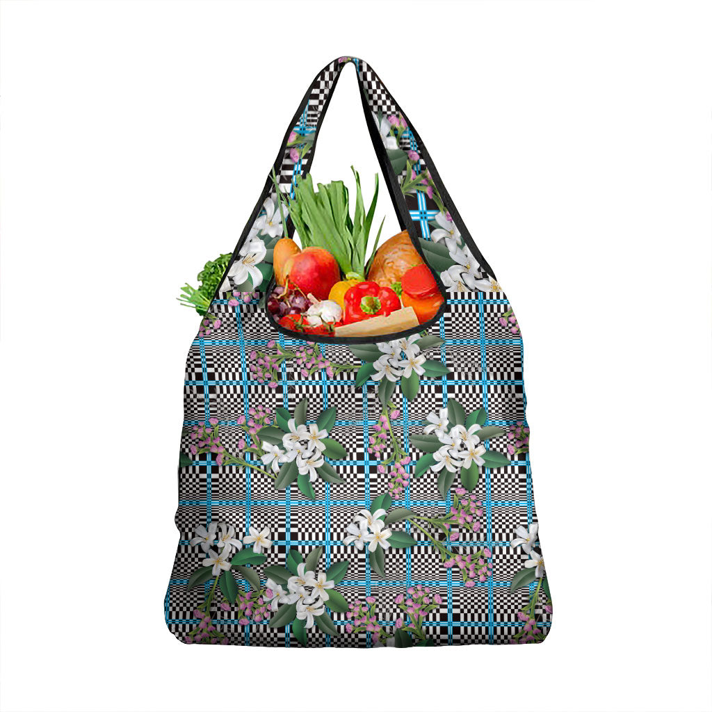 Blue Binakol Motifs With Jasminum Sambac Grocery Bag Mabuhay Philippines Festival DT05 1-pack One Size Blue - Polynesian Pride