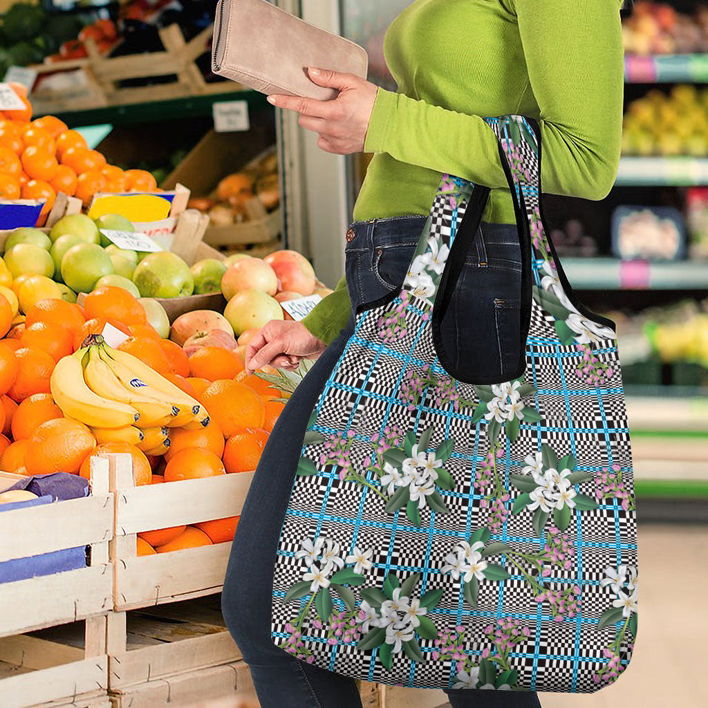 Blue Binakol Motifs With Jasminum Sambac Grocery Bag Mabuhay Philippines Festival DT05 - Polynesian Pride