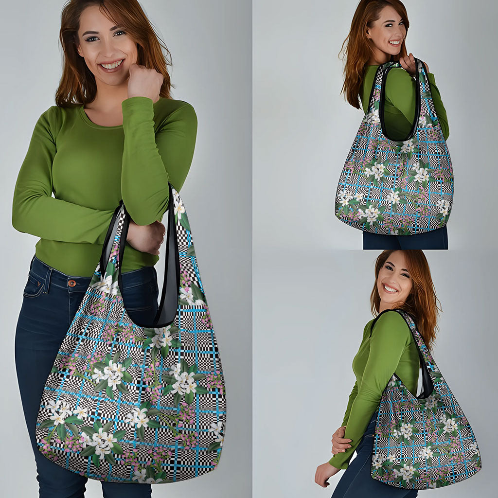 Blue Binakol Motifs With Jasminum Sambac Grocery Bag Mabuhay Philippines Festival DT05 - Polynesian Pride