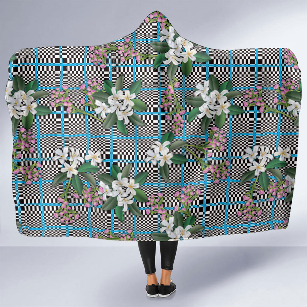 Blue Binakol Motifs With Jasminum Sambac Hooded Blanket Mabuhay Philippines Festival DT05 One Size Blue - Polynesian Pride
