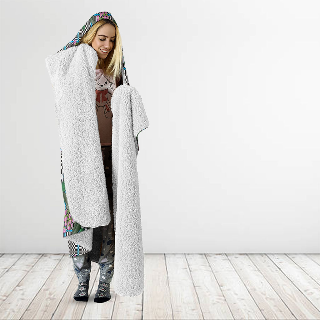 Blue Binakol Motifs With Jasminum Sambac Hooded Blanket Mabuhay Philippines Festival DT05 - Polynesian Pride