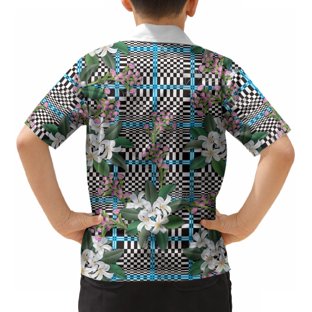Blue Binakol Motifs With Jasminum Sambac Kid Hawaiian Shirt Mabuhay Philippines Festival DT05 - Polynesian Pride