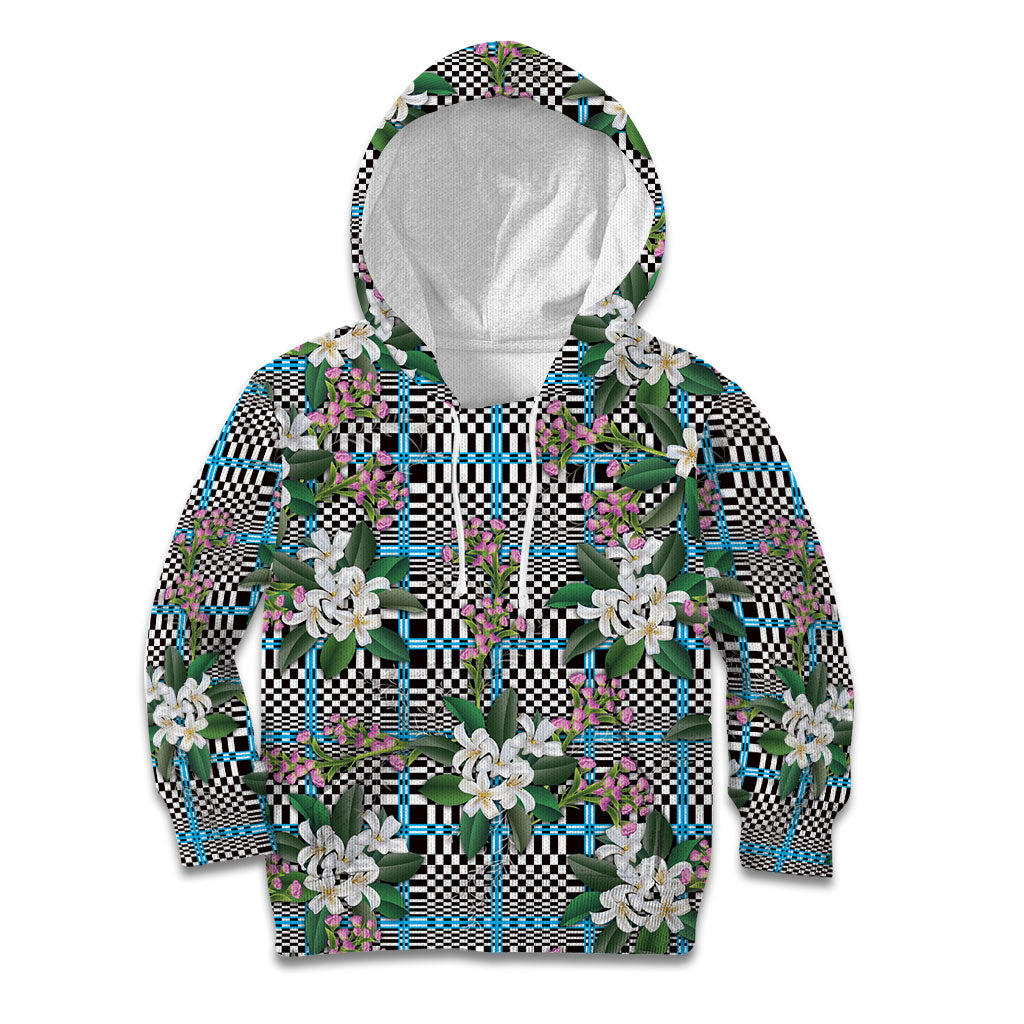 Blue Binakol Motifs With Jasminum Sambac Kid Hoodie Mabuhay Philippines Festival DT05 Hoodie Blue - Polynesian Pride