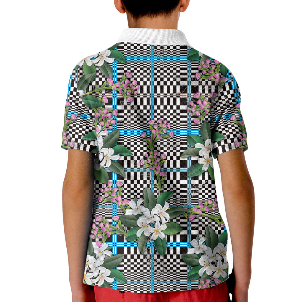 Blue Binakol Motifs With Jasminum Sambac Kid Polo Shirt Mabuhay Philippines Festival DT05 - Polynesian Pride