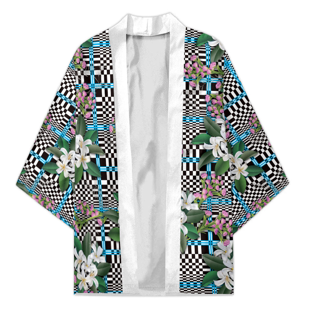 Blue Binakol Motifs With Jasminum Sambac Kimono Mabuhay Philippines Festival DT05 Unisex Blue - Polynesian Pride