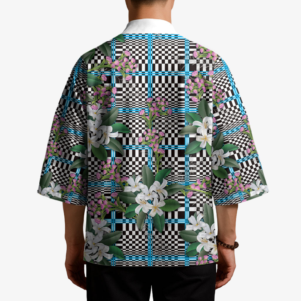 Blue Binakol Motifs With Jasminum Sambac Kimono Mabuhay Philippines Festival DT05 - Polynesian Pride