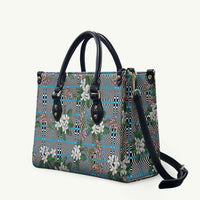 Blue Binakol Motifs With Jasminum Sambac Leather Bag Mabuhay Philippines Festival DT05 Blue - Polynesian Pride