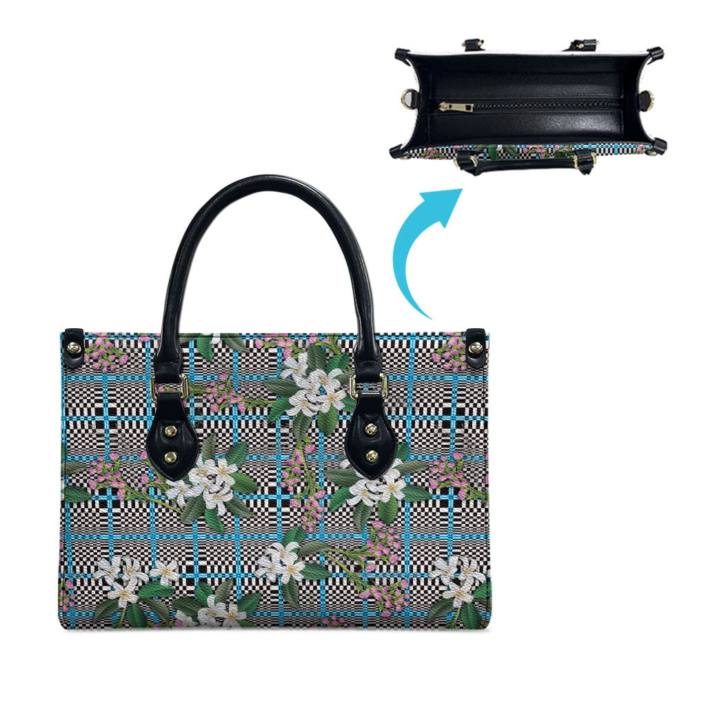 Blue Binakol Motifs With Jasminum Sambac Leather Bag Mabuhay Philippines Festival DT05 - Polynesian Pride