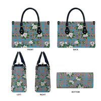 Blue Binakol Motifs With Jasminum Sambac Leather Bag Mabuhay Philippines Festival DT05 - Polynesian Pride