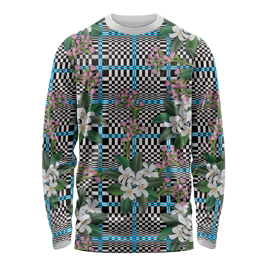 Blue Binakol Motifs With Jasminum Sambac Long Sleeve Shirt Mabuhay Philippines Festival DT05 Unisex Blue - Polynesian Pride