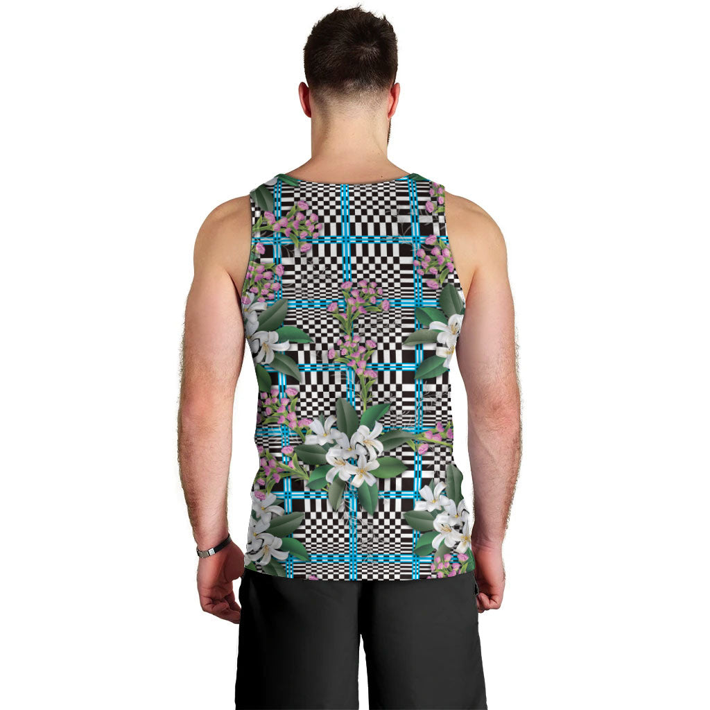 Blue Binakol Motifs With Jasminum Sambac Men Tank Top Mabuhay Philippines Festival DT05 - Polynesian Pride