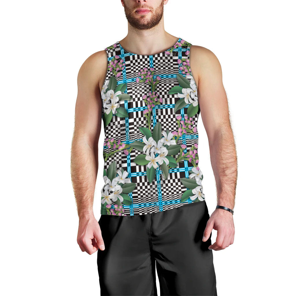 Blue Binakol Motifs With Jasminum Sambac Men Tank Top Mabuhay Philippines Festival DT05 - Polynesian Pride