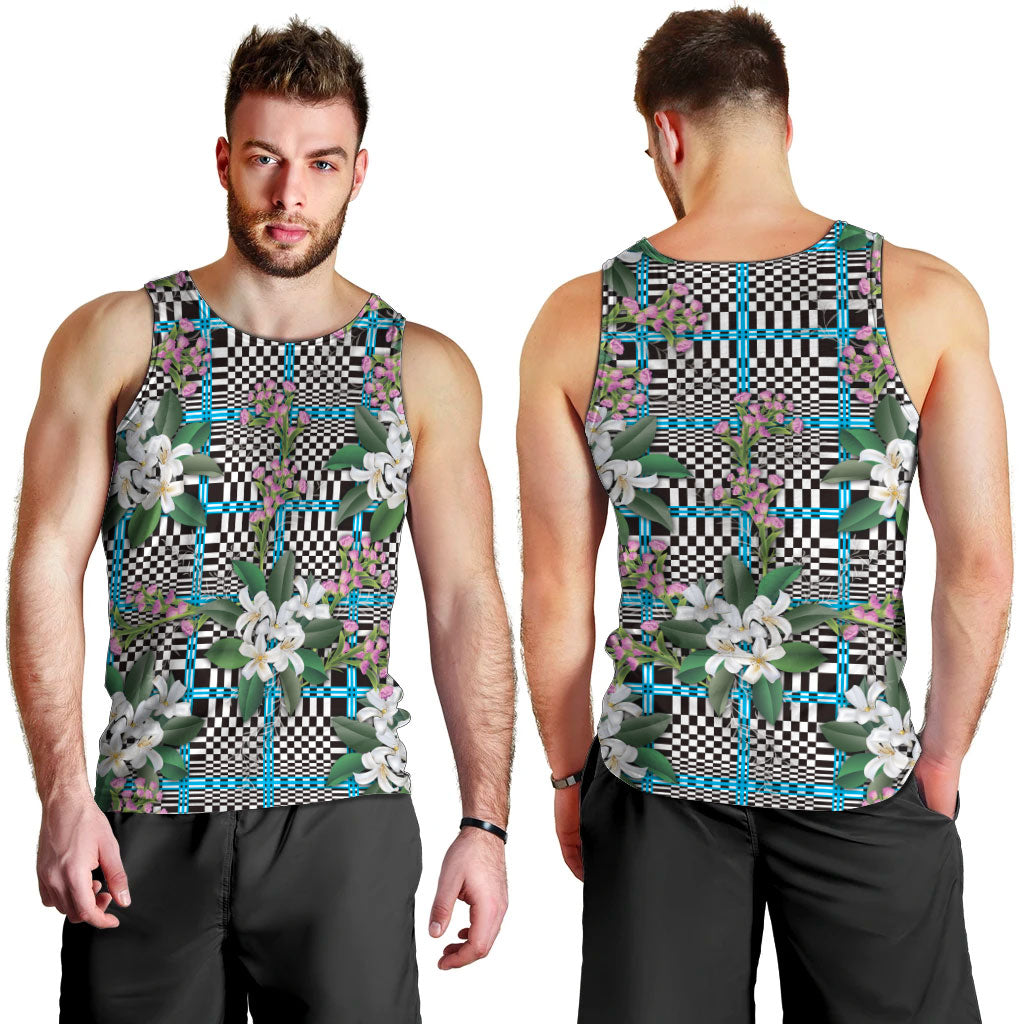 Blue Binakol Motifs With Jasminum Sambac Men Tank Top Mabuhay Philippines Festival DT05 - Polynesian Pride