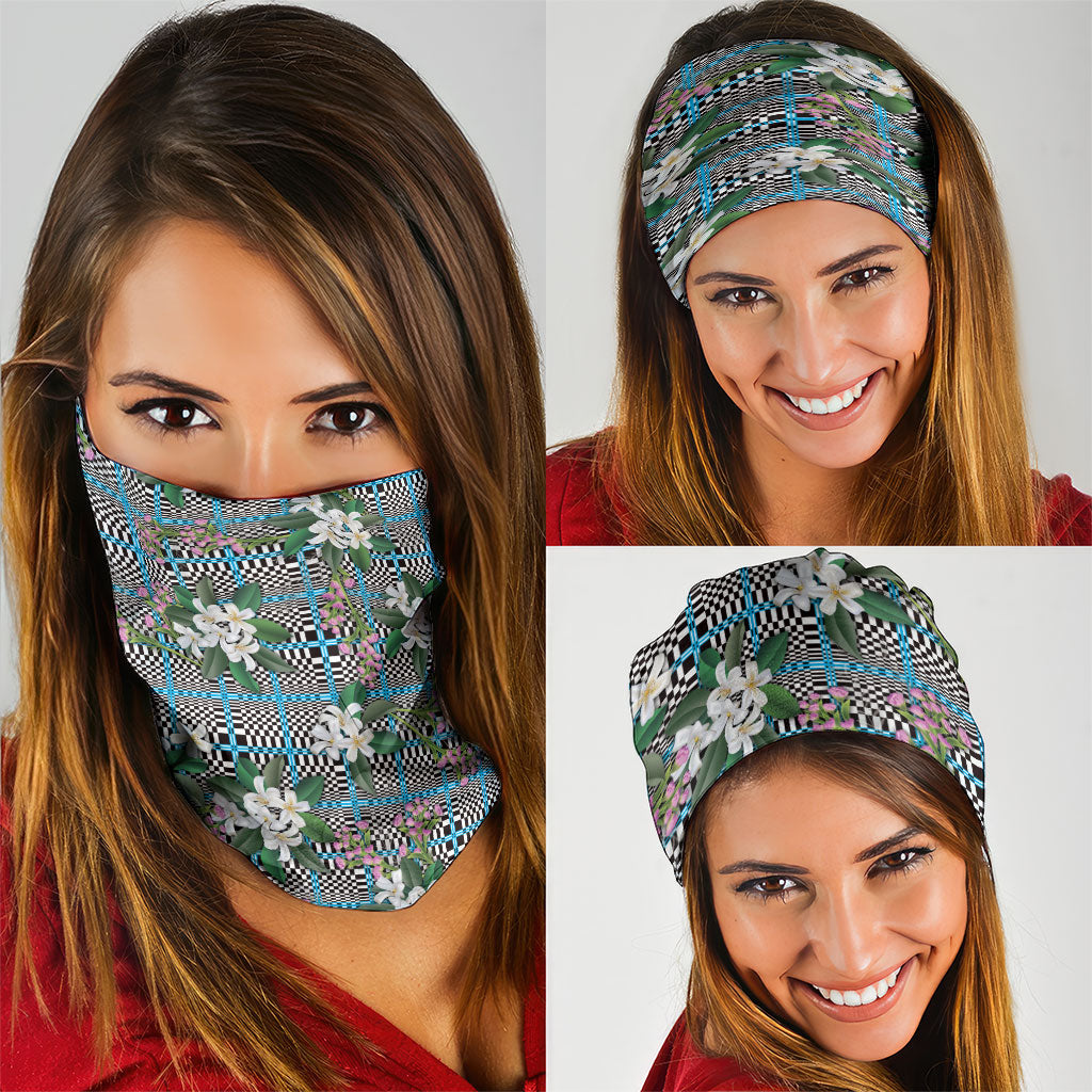 Blue Binakol Motifs With Jasminum Sambac Neck Gaiter Mabuhay Philippines Festival DT05 - Polynesian Pride