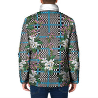 Blue Binakol Motifs With Jasminum Sambac Padded Jacket Mabuhay Philippines Festival DT05 - Polynesian Pride