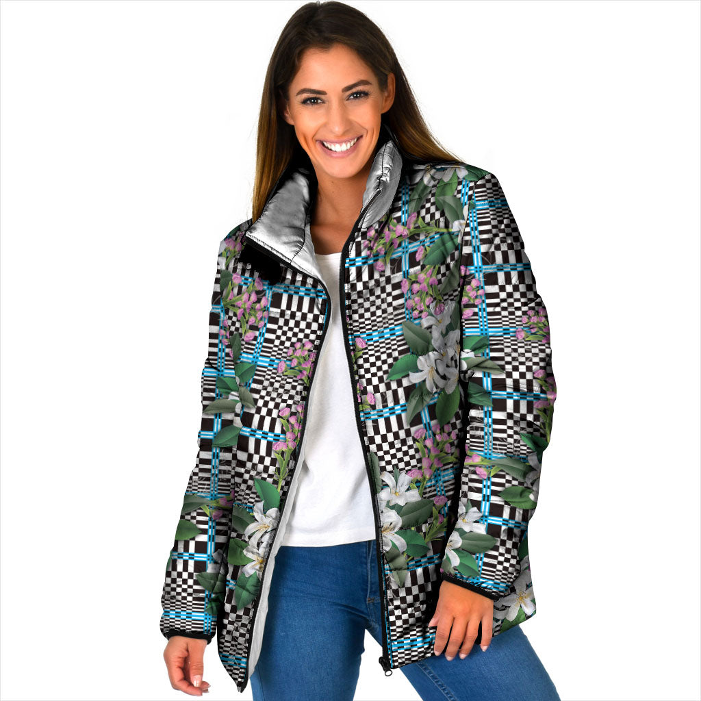 Blue Binakol Motifs With Jasminum Sambac Padded Jacket Mabuhay Philippines Festival DT05 Women Blue - Polynesian Pride