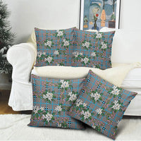 Blue Binakol Motifs With Jasminum Sambac Pillow Cover Mabuhay Philippines Festival DT05 - Polynesian Pride