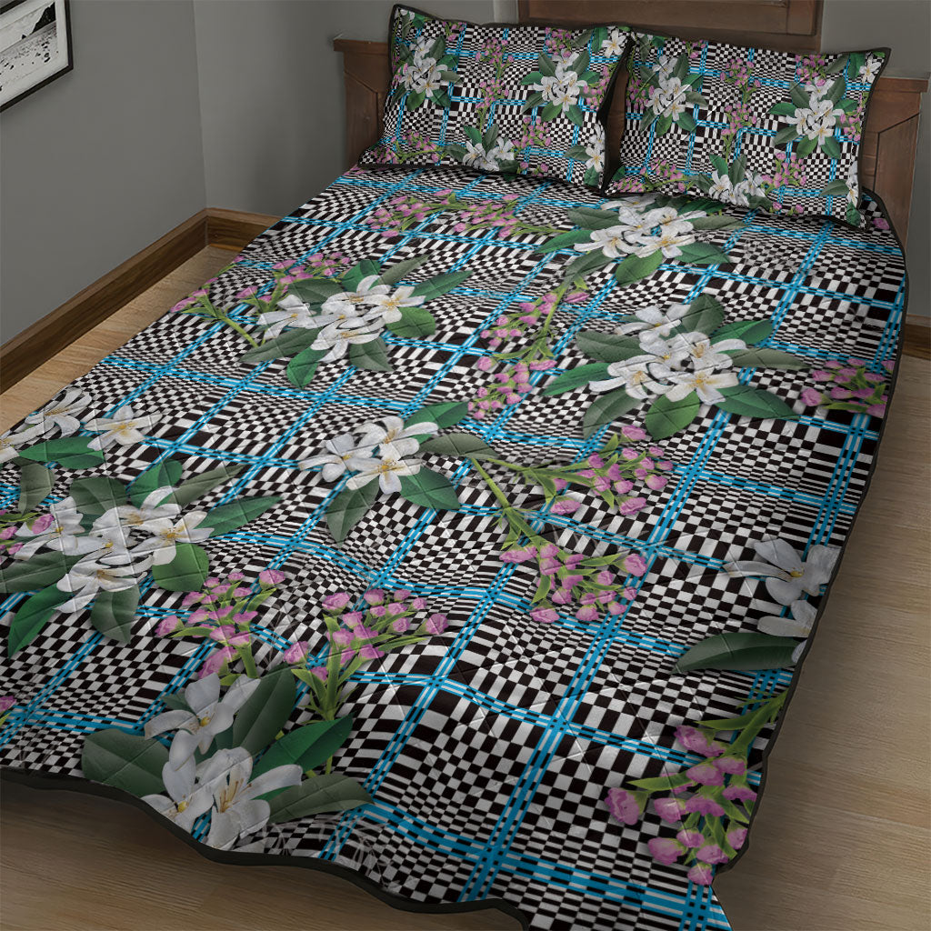 Blue Binakol Motifs With Jasminum Sambac Quilt Bed Set Mabuhay Philippines Festival DT05 - Polynesian Pride