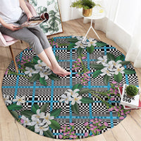 Blue Binakol Motifs With Jasminum Sambac Round Carpet Mabuhay Philippines Festival DT05 - Polynesian Pride