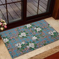 Blue Binakol Motifs With Jasminum Sambac Rubber Doormat Mabuhay Philippines Festival DT05 - Polynesian Pride