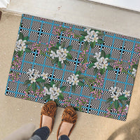 Blue Binakol Motifs With Jasminum Sambac Rubber Doormat Mabuhay Philippines Festival DT05 - Polynesian Pride
