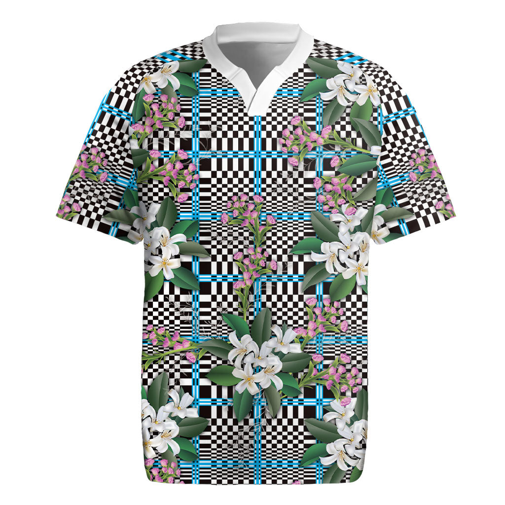 Blue Binakol Motifs With Jasminum Sambac Rugby Jersey Mabuhay Philippines Festival