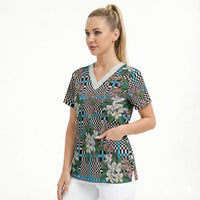 Blue Binakol Motifs With Jasminum Sambac Scrub Top Mabuhay Philippines Festival DT05 - Polynesian Pride