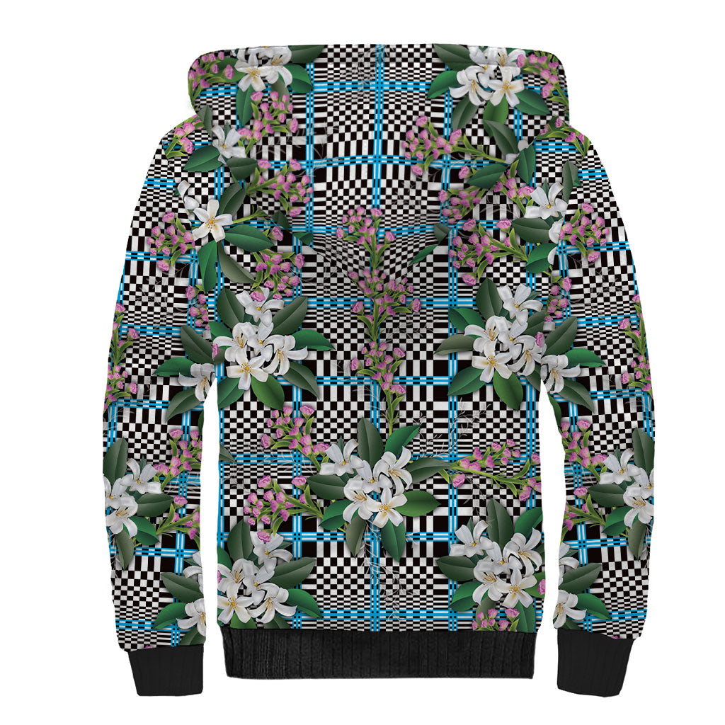 Blue Binakol Motifs With Jasminum Sambac Sherpa Hoodie Mabuhay Philippines Festival DT05 - Polynesian Pride
