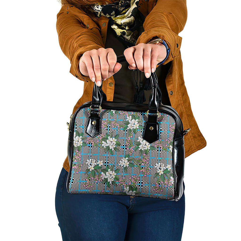 Blue Binakol Motifs With Jasminum Sambac Shoulder Handbag Mabuhay Philippines Festival DT05 One Size Blue - Polynesian Pride