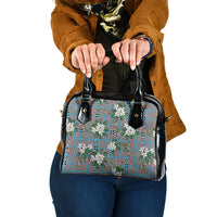 Blue Binakol Motifs With Jasminum Sambac Shoulder Handbag Mabuhay Philippines Festival DT05 One Size Blue - Polynesian Pride