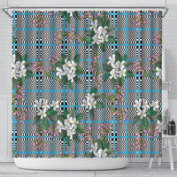 Blue Binakol Motifs With Jasminum Sambac Shower Curtain Mabuhay Philippines Festival DT05 - Polynesian Pride