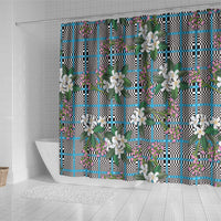 Blue Binakol Motifs With Jasminum Sambac Shower Curtain Mabuhay Philippines Festival DT05 - Polynesian Pride