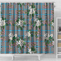 Blue Binakol Motifs With Jasminum Sambac Shower Curtain Mabuhay Philippines Festival DT05 - Polynesian Pride