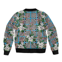 Blue Binakol Motifs With Jasminum Sambac Sleeve Zip Bomber Jacket Mabuhay Philippines Festival DT05 - Polynesian Pride