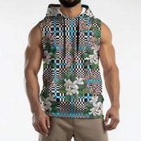 Blue Binakol Motifs With Jasminum Sambac Sleeveless Hoodie Mabuhay Philippines Festival DT05 - Polynesian Pride