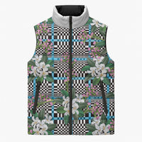Blue Binakol Motifs With Jasminum Sambac Sleeveless Puffer Jacket Mabuhay Philippines Festival DT05 Unisex Blue - Polynesian Pride