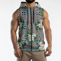 Blue Binakol Motifs With Jasminum Sambac Sleeveless Zip Hoodie Mabuhay Philippines Festival DT05 - Polynesian Pride