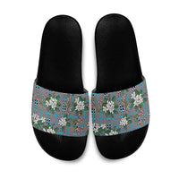 Blue Binakol Motifs With Jasminum Sambac Slide Sandals Mabuhay Philippines Festival DT05 Blue - Polynesian Pride