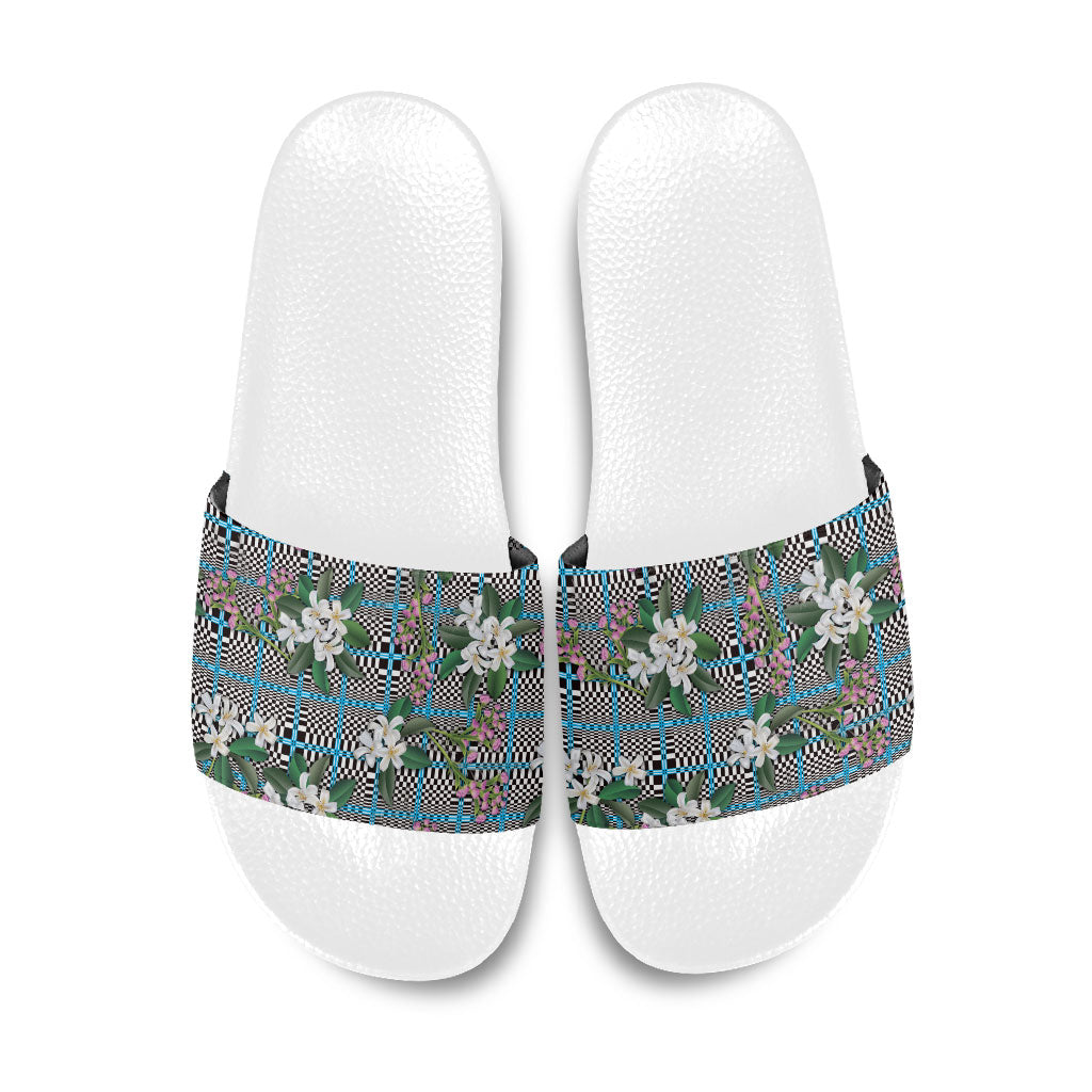 Blue Binakol Motifs With Jasminum Sambac Slide Sandals Mabuhay Philippines Festival DT05 Blue - Polynesian Pride