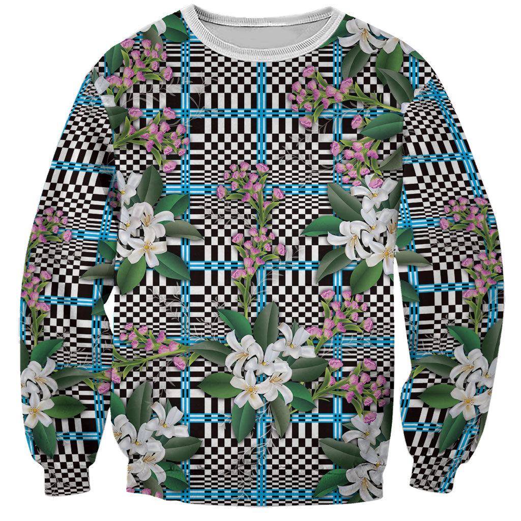 Blue Binakol Motifs With Jasminum Sambac Sweatshirt Mabuhay Philippines Festival DT05 Unisex Blue - Polynesian Pride