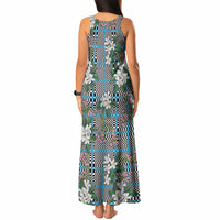 Blue Binakol Motifs With Jasminum Sambac Tank Maxi Dress Mabuhay Philippines Festival DT05 - Polynesian Pride