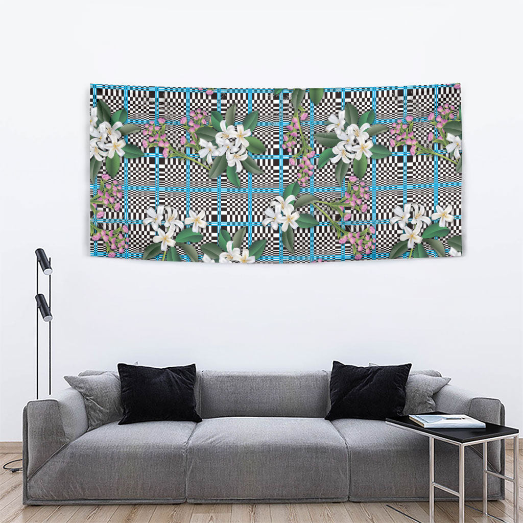 Blue Binakol Motifs With Jasminum Sambac Tapestry Mabuhay Philippines Festival DT05 - Polynesian Pride
