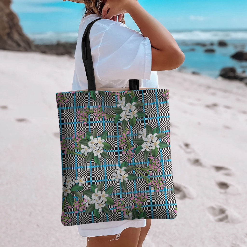 Blue Binakol Motifs With Jasminum Sambac Tote Bag Mabuhay Philippines Festival DT05 - Polynesian Pride