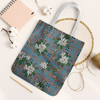 Blue Binakol Motifs With Jasminum Sambac Tote Bag Mabuhay Philippines Festival DT05 White Strap One Size Blue - Polynesian Pride