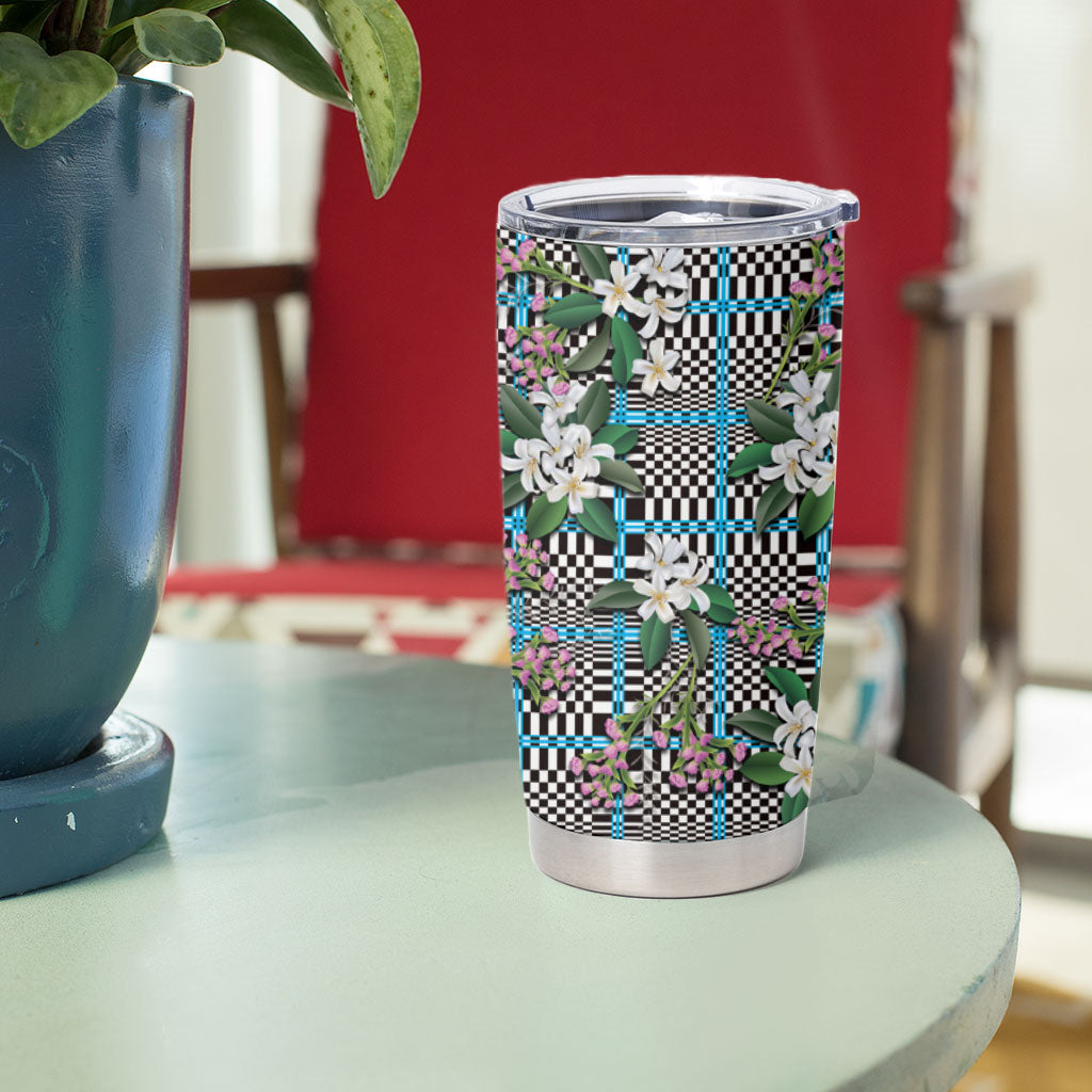 Blue Binakol Motifs With Jasminum Sambac Tumbler Cup Mabuhay Philippines Festival DT05 - Polynesian Pride