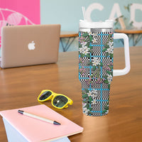 Blue Binakol Motifs With Jasminum Sambac Tumbler With Handle Mabuhay Philippines Festival DT05 - Polynesian Pride