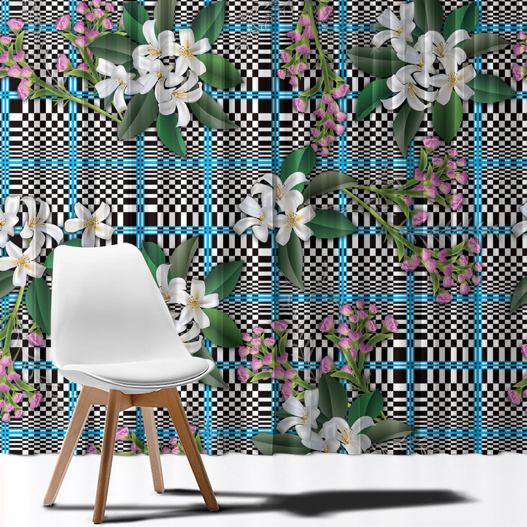 Blue Binakol Motifs With Jasminum Sambac Window Curtain Mabuhay Philippines Festival DT05 - Polynesian Pride
