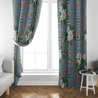 Blue Binakol Motifs With Jasminum Sambac Window Curtain Mabuhay Philippines Festival DT05 - Polynesian Pride