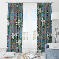Blue Binakol Motifs With Jasminum Sambac Window Curtain Mabuhay Philippines Festival DT05 - Polynesian Pride