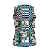 Blue Binakol Motifs With Jasminum Sambac Women Sleeveless Polo Shirt Mabuhay Philippines Festival DT05 - Polynesian Pride